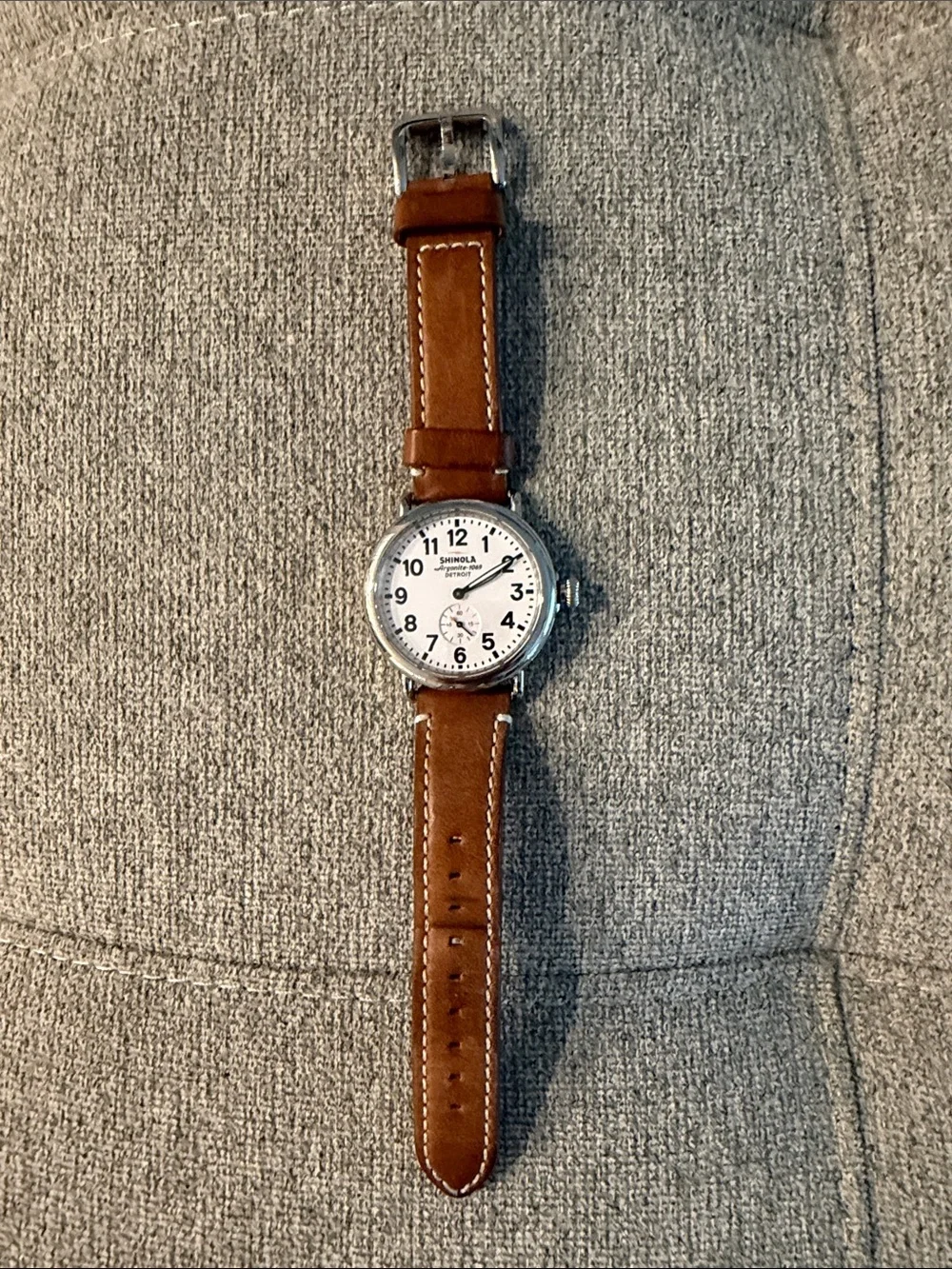 Shinola Tan Leather Strap Watch with White Dial